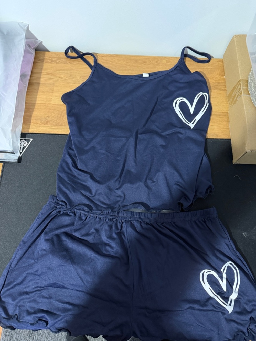 Women’s Navy Heart Print Sleep Set -